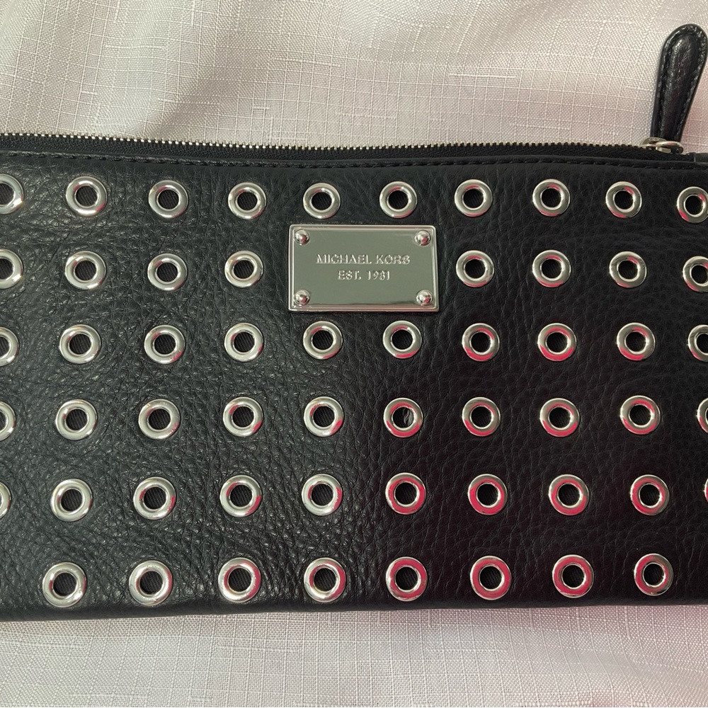 Michael Kors Black Studded Clutch Bag - Picture 3 of 7
